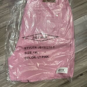 Judy Blue Light Pink Fringed Shorts 1XL